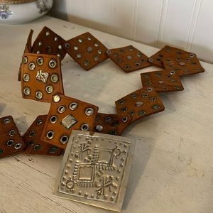 Handmade Moroccan leather & silver belt 38” x 2.25”